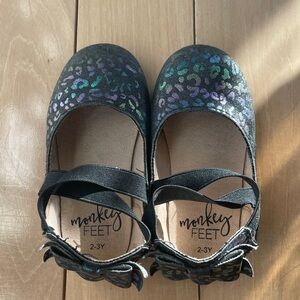 Monkey Feet Black and Iridescent Cheetah Print Baby Shoes